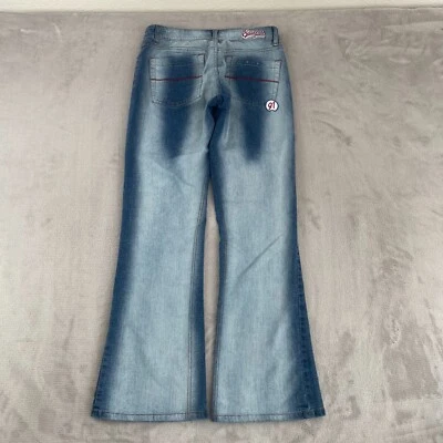 Pantalones de mezclilla Southpole vintage para mujer 7 (28x30) azul descolorido lavado BootCut parches SP Y2K Foto 1 de 4