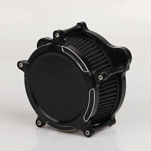 Black Cut Air Cleaner Filter For Harley Dyna Road King FLHR Softail Custom FXSTC