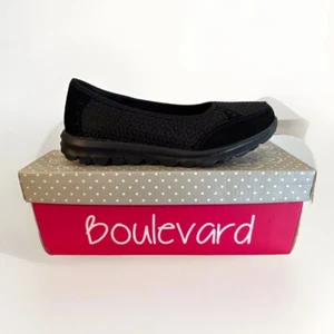 Black Slip On Leisure Casual Comfort Memory Foam Sock Shoes - Picture 1 of 5