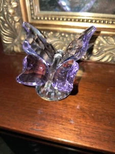 Oleg Cassini Crystal Purple Butterfly Ornament Paperweight signed - Picture 1 of 1