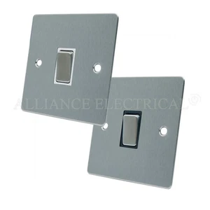 Interruptor de luz plano de 1 banda cromado satinado mate cepillado - 10 amperios individuales 1G 2 vías - Imagen 1 de 5
