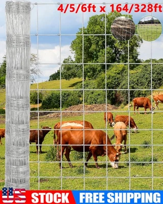 Farm Fence 4ft x 328ft Heavy Duty Galvanized Cattle Fence Animals Protect,6Sizes - Image 1 of 4