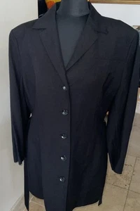 LAUREL Size 44-UK18- Black Unlined Linen Blend Longer Length Jacket Tie Belt VGC - Picture 1 of 5