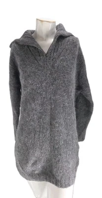 Suéter feminino Peruan Connection grande cinza lã alpaca 1/2 zíper tamanho grande... - Imagem 1 de 4