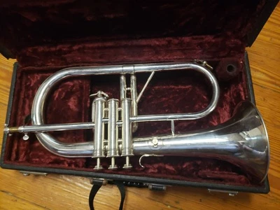 De colección Antoine Courtois Silver Bb Flugelhorn--Chem limpiado, reparado, ¡bonito! Foto 1 de 4