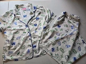 Kate Spade Women's Charm Tea Time Cropped PJ Pajama Set Large - Picture 1 of 9