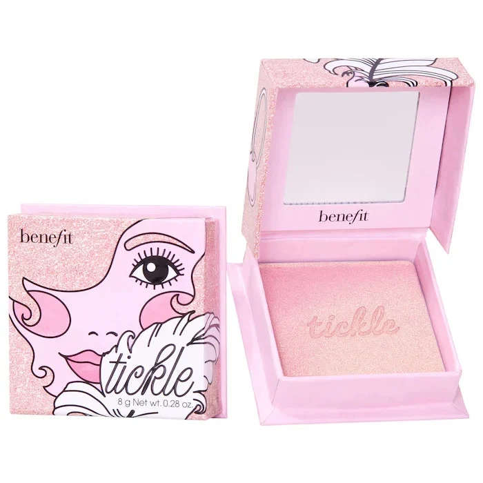 Benefit Golden Powder Highlighter Tickle 0.28oz/8g With Box