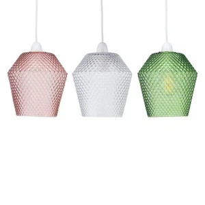 Modern Textured Glass Easy Fit Pendant Shade Ceiling Lightshade - Picture 1 of 16