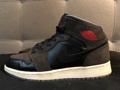 Nike Air Jordan 1 Mid GS 'preto antracite' 554725-018 juvenil tamanho 4Y - Imagem 1 de 4