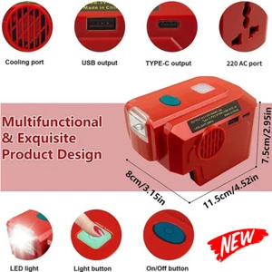 For Einhell 18V Battery To AC 220V 200W Portable Power Inverter with USB Type-C - Picture 1 of 10