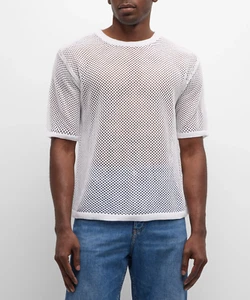 DRIES VAN NOTEN T Shirt Short Sleeve Mesh White Cotton Size S - Picture 1 of 8