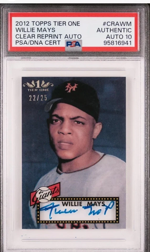2012 Topps Tier One Willie Mays 1952 Style Acetate Auto #22/25 PSA 10 Authentic - Image 1 of 1