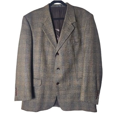 Chaqueta Abrigo Deportivo Vito Rufolo 100% Lana 42R Hecha en Italia Marrón Ventana Cuadros Foto 1 de 4