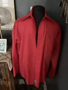 Vintage VAN HEUSEN HAMPSHIRE HOUSE COLLAR SHIRT Button Down RED 15 1/2 -33 MCM - Picture 1 of 6