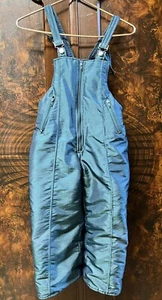 Vtg Rothschild Shiny Metallic Green Snow Ski Pant Bib Child Sz L (7) Kute Kiddie - Picture 1 of 9