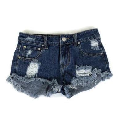 P.S Erin Wasson Women's Denim Cut-off Shorts Size 24 Distressed Knit Pockets - Image 1 of 4