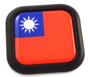 Taiwan Flag Square Black rim Emblem Car 3D Decal Badge Hood Bumper sticker 2" - Bild 1 von 7