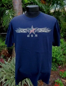 USA Flag and Eagle Patriotic Mens T-Shirt Medium Blue - Picture 1 of 3