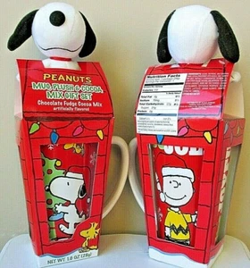 Snoopy Christmas Peanuts Coffee Mug Ceramic Cup Charlie Brown Red Plush Cocoa - Picture 1 of 1