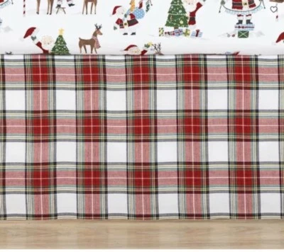 POTTERY BARN KIDS 圣诞红色格子婴儿床裙双色!! — 第 1/2 张图片