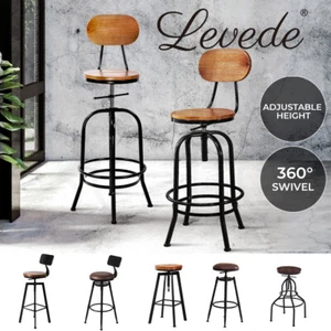 Levede 1x/2x/4x Bar Stool Barstools Kitchen Wooden PU Industrial Swivel Chair - Picture 1 of 74