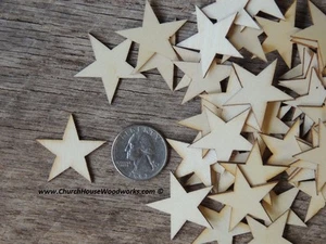 50 qty Small 1-1/4  inch Star Wood Embellishments Crafts Flag Wooden Decor DIY - Picture 1 of 4