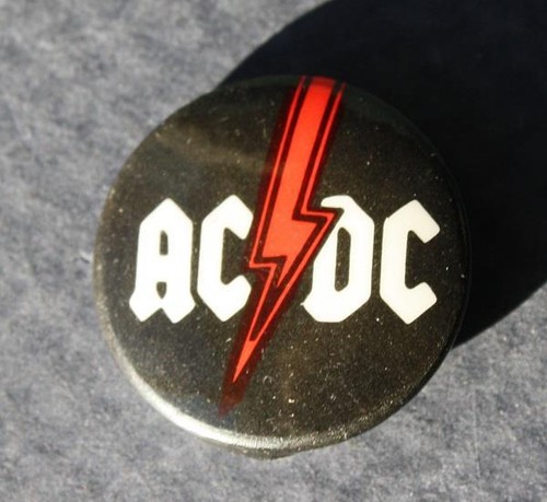 AC DC Badge Pinback Button Awesome Rock and Roll Collectible Angus ...