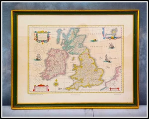 Large Vintage British Isles World Map Willem and Johan Blaeu 17th Century - Picture 1 of 7