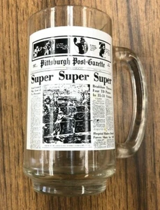 Vintage Pittsburgh Steeler Super Bowl Commemorative Drinking Glass 10 oz Mug - Picture 1 of 3