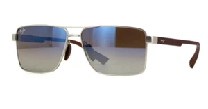 Maui Jim Piha Polarized Sunglasses DBS621-17 Matte Silver Brown Blue Dual Mirror - Picture 1 of 4