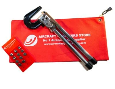 AES AIRCRAFT/ AEROSPACE LAND ROVER TOOLS 3" HAND RIVET SQUEEZER SET & 11 PC SET DIES