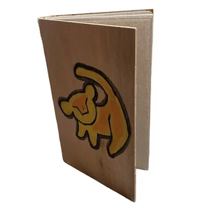 Wooden simba notebook handmade natural paper journal lion king rafiki - Picture 1 of 7