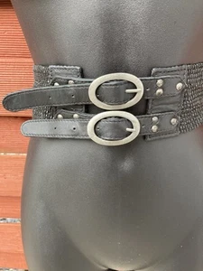 Women’s Y2K Punk/Gothic Style Wide Double Strap Black Belt With Sequins 26” S - Picture 1 of 4