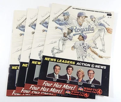 Lot of (4) 1984 ALCS Scorecards Detroit Tigers at Kansas City Royals - Image 1 of 3