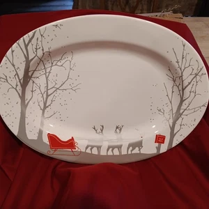 222 Fifth Roter Schlitten Ovale Servierplatte 10409077 - Bild 1 von 9