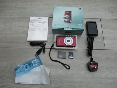 Canon IXUS 145 Digital Camera Red Charger Battery 8 GB SD Card Boxed - Image 1 of 4