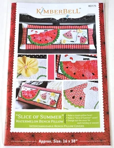 KimberBell SLICE OF SUMMER Watermelon Bench Pillow Cover 16x38 Quilt Pattern HTF - Picture 1 of 2