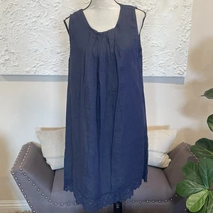 Rosemarine Womens Navy Blue Linen Sleeveless Dress Crocket Trim Italy Sz L NWT - Picture 1 of 11