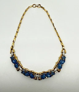 Vintage Krone Trifari Alfred Philippe Halskette blaue Eichel Obstsalat Halsreif selten - Bild 1 von 12