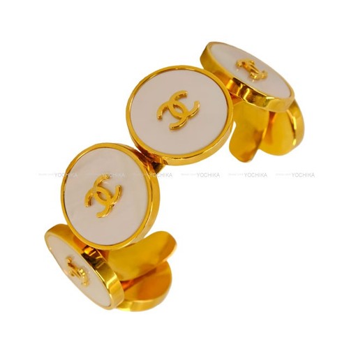 [Pre Loved] Bracciale CHANEL Vintage COCO Mark Shell Bianco (Bianco) Oro HW [Auth...