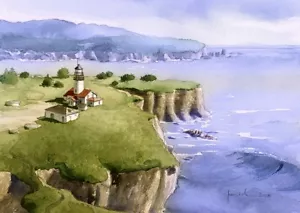 Cape Flattery Leuchtturm, Tatoosh Island, Washington. James Mann Kunstdrucke - Bild 1 von 4