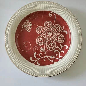 New Pier 1 Imports Maribeth Ironstone 1 Dinner Plate 11"  Red Floral Design  - Picture 1 of 3