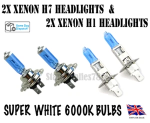 4x 100W SUPER XENON WHITE BULBS H7 HEADLIGHT BULBS AND H1 HIGH BEAM BULBS SET - Picture 1 of 5