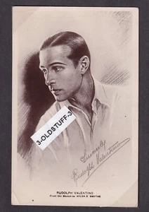 RUDOLPH VALENTINO SIGNED SKETCH BY HYLDA D. SMYTHE CIRCA 1912 RARE POSTCARD - Picture 1 of 2