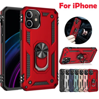 For iPhone 16 14 15 13 12 Pro Max 11 XS Shockproof Ring Stand Rugged Case Cover - Image 1 of 4