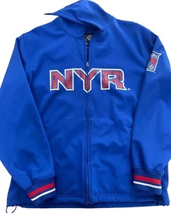 New York Rangers NHL Blue Hooded Jacket G-Ill Sports By Carl Bank's 24.5 X 28.5 - Picture 1 of 3
