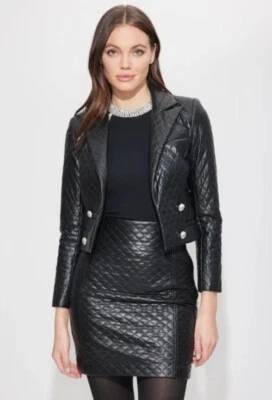 Generation Love Thompson Quilted Vegan Leather Cropped Blazer Black Size XS NWT - Image 1 of 4