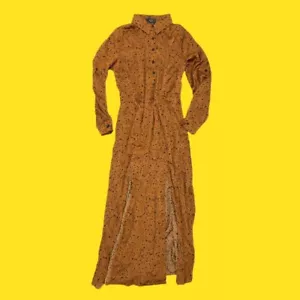 AX PARIS Curve Satin Maxi Shirt Dress, Animal Print, Rust Colour, UK 16 - Picture 1 of 4