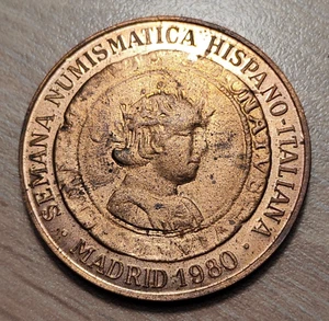 ESPAÑA ITALIA MEDALLA 1980 SEMANA NUMISMATICA HISPANO-ITALIANA FERNANDO I - Picture 1 of 2