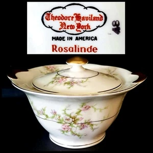 THEODORE HAVILAND ROSALINDE NEW YORK SUGAR BOWL RED STAMP - Picture 1 of 8